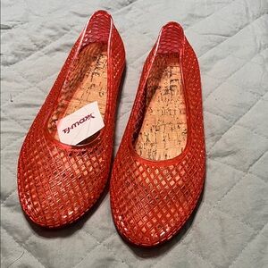 Nicole Miller lattice jelly flats red/orange women’s size 8 NEW